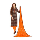 Women's Banarasi Jacquard Unstitched Salwar - Suit Material With Dupatta (Brown, 2 - 2.5mtrs) - ElegantAlpha