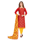 Women's Banarasi Jacquard Unstitched Salwar - Suit Material With Dupatta (Red, 2 - 2.5mtrs) - ElegantAlpha