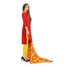 Women's Banarasi Jacquard Unstitched Salwar - Suit Material With Dupatta (Red, 2 - 2.5mtrs) - ElegantAlpha