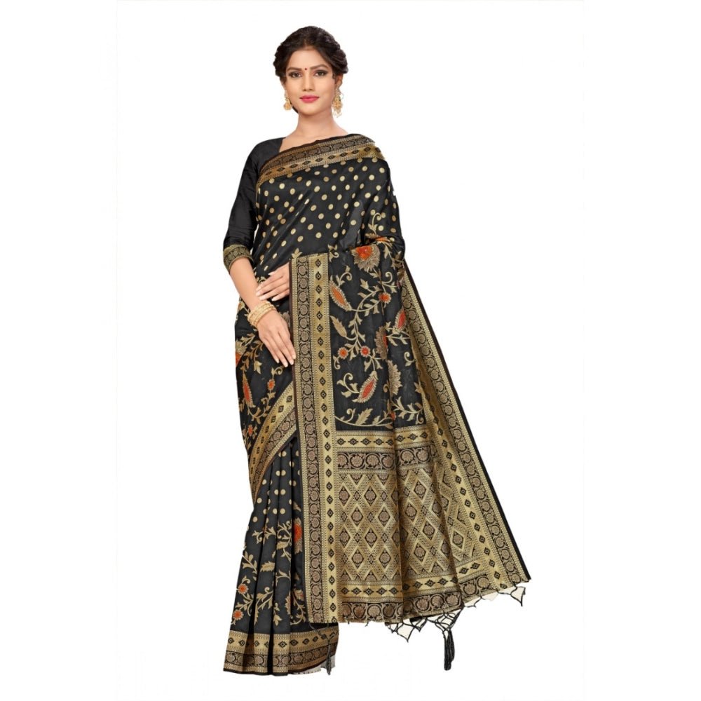 Women's Banarasi Silk Saree (Black, 5 - 6mtrs) - ElegantAlpha