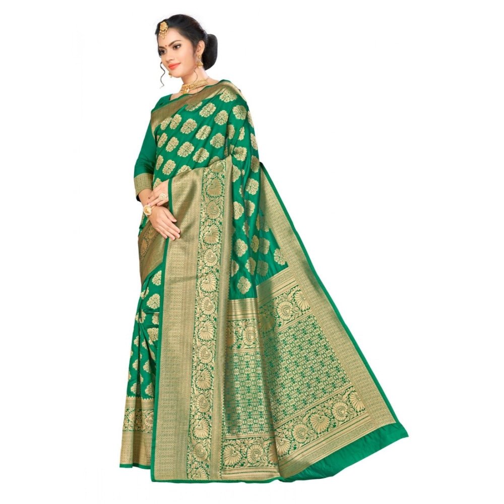 Women's Banarasi Silk Saree (Green, 5 - 6mtrs) - ElegantAlpha