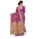 Women's Banarasi Silk Saree (Purple, 5 - 6mtrs) - ElegantAlpha