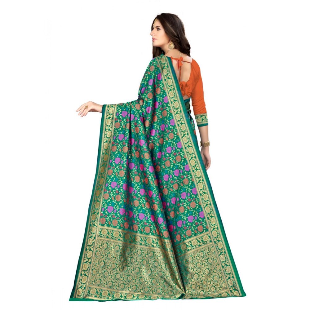 Women's Banarasi silk Saree with Blouse (Multi, 5 - 6mtr) - ElegantAlpha