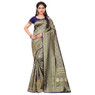 Women's Banarasi silk Saree with Blouse (Navy blue, 5 - 6mtr) - ElegantAlpha