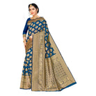 Women's Banarasi silk Saree with Blouse (Navy blue, 5 - 6mtr) - ElegantAlpha