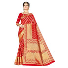 Women's Banarasi silk Saree with Blouse (Red, 5 - 6mtr) - ElegantAlpha