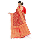 Women's Banarasi silk Saree with Blouse (Red,black, 5 - 6mtr) - ElegantAlpha