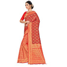 Women's Banarasi silk Saree with Blouse (Red,black, 5 - 6mtr) - ElegantAlpha