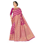 Women's Banarasi silk Saree with Blouse (Wine, 5 - 6mtr) - ElegantAlpha