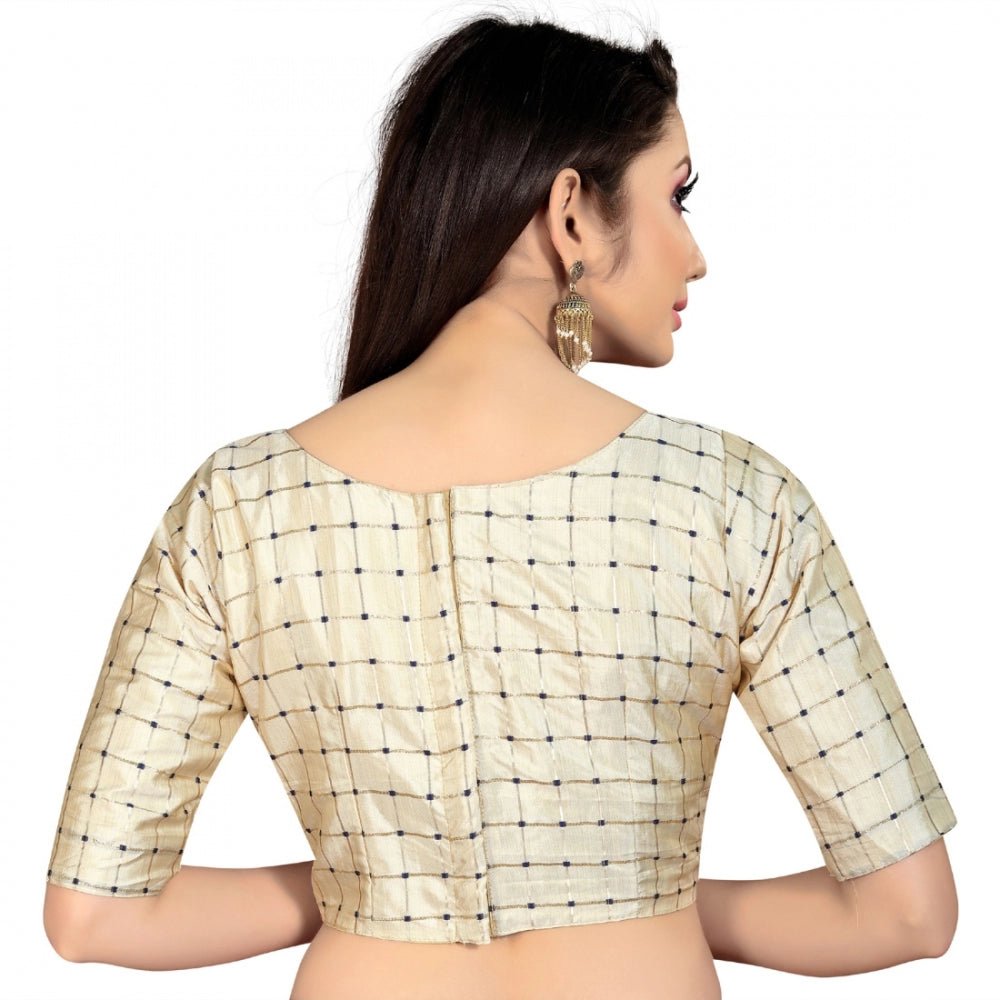 Women's Brocade, Inner - Cotton Full Stitched Padded Blouse (Chiku ) - ElegantAlpha