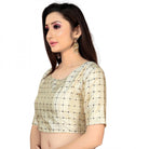 Women's Brocade, Inner - Cotton Full Stitched Padded Blouse (Chiku ) - ElegantAlpha