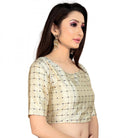 Women's Brocade, Inner - Cotton Full Stitched Padded Blouse (Chiku ) - ElegantAlpha