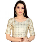 Women's Brocade, Inner - Cotton Full Stitched Padded Blouse (Chiku ) - ElegantAlpha