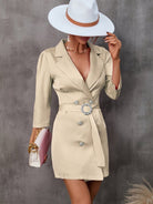 Women's Button Tie Suit Dress (with Belt) - ElegantAlpha®