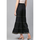 Women's Casual Solid Rayon Sharara (Black) - ElegantAlpha