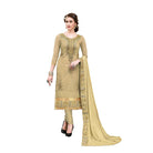 Women's Chanderi Cotton Unstitched Salwar - Suit Material With Dupatta (Beige, 2.20 Mtr) - ElegantAlpha