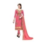 Women's Chanderi Cotton Unstitched Salwar - Suit Material With Dupatta (Light Red, 2.20 Mtr) - ElegantAlpha