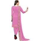 Women's Chanderi Cotton Unstitched Salwar - Suit Material With Dupatta (Pink, 2.20 Mtr) - ElegantAlpha