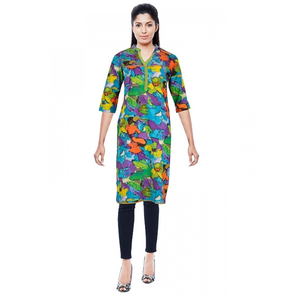 Women's Cotton Kurtis (Blue, L) - ElegantAlpha