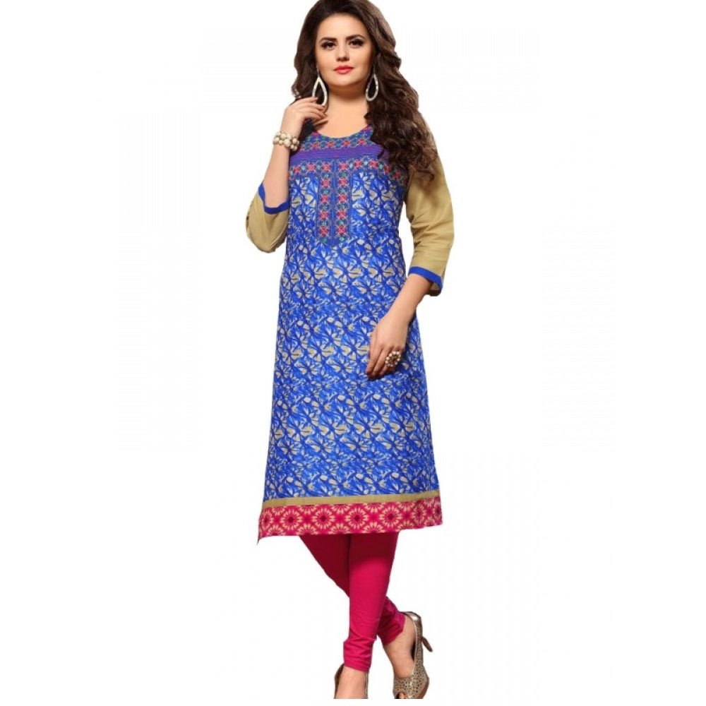 Women's Cotton Kurtis (Blue, Multi, XL) - ElegantAlpha