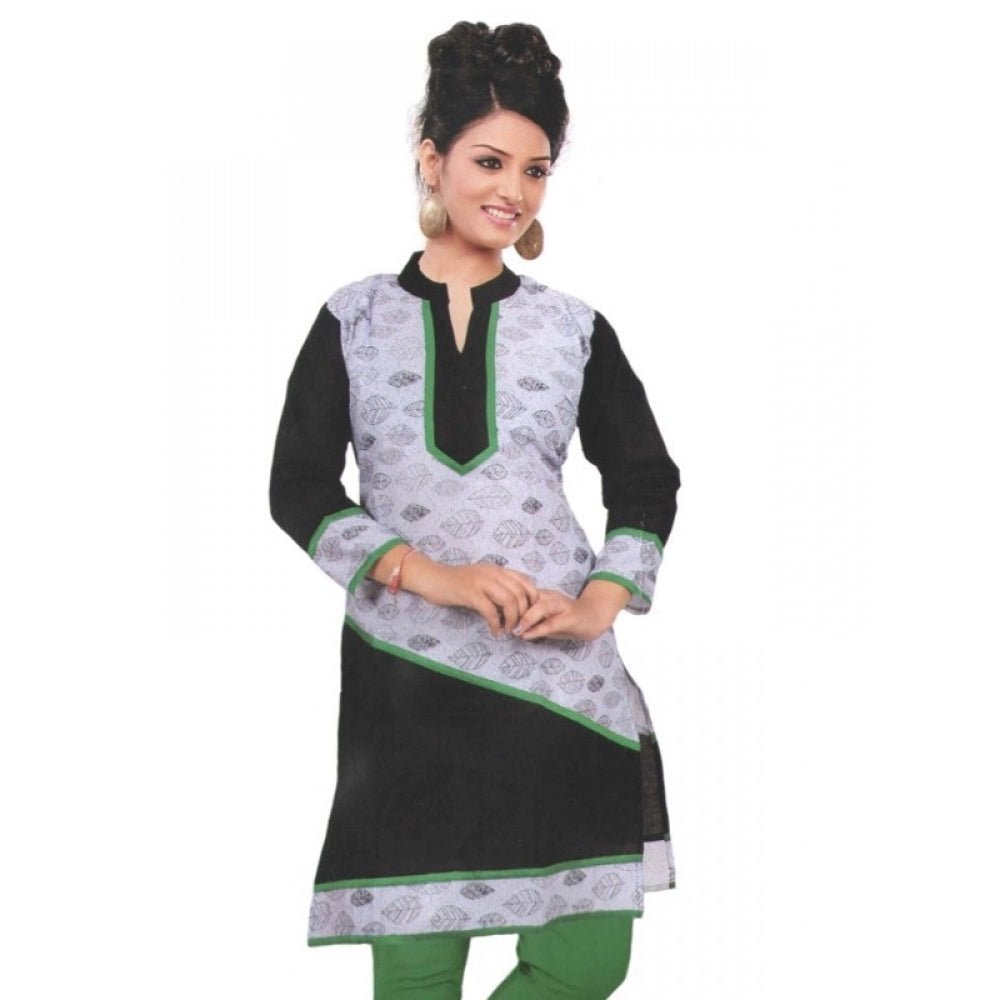 Women's Cotton Kurtis (Green, Black, L) - ElegantAlpha