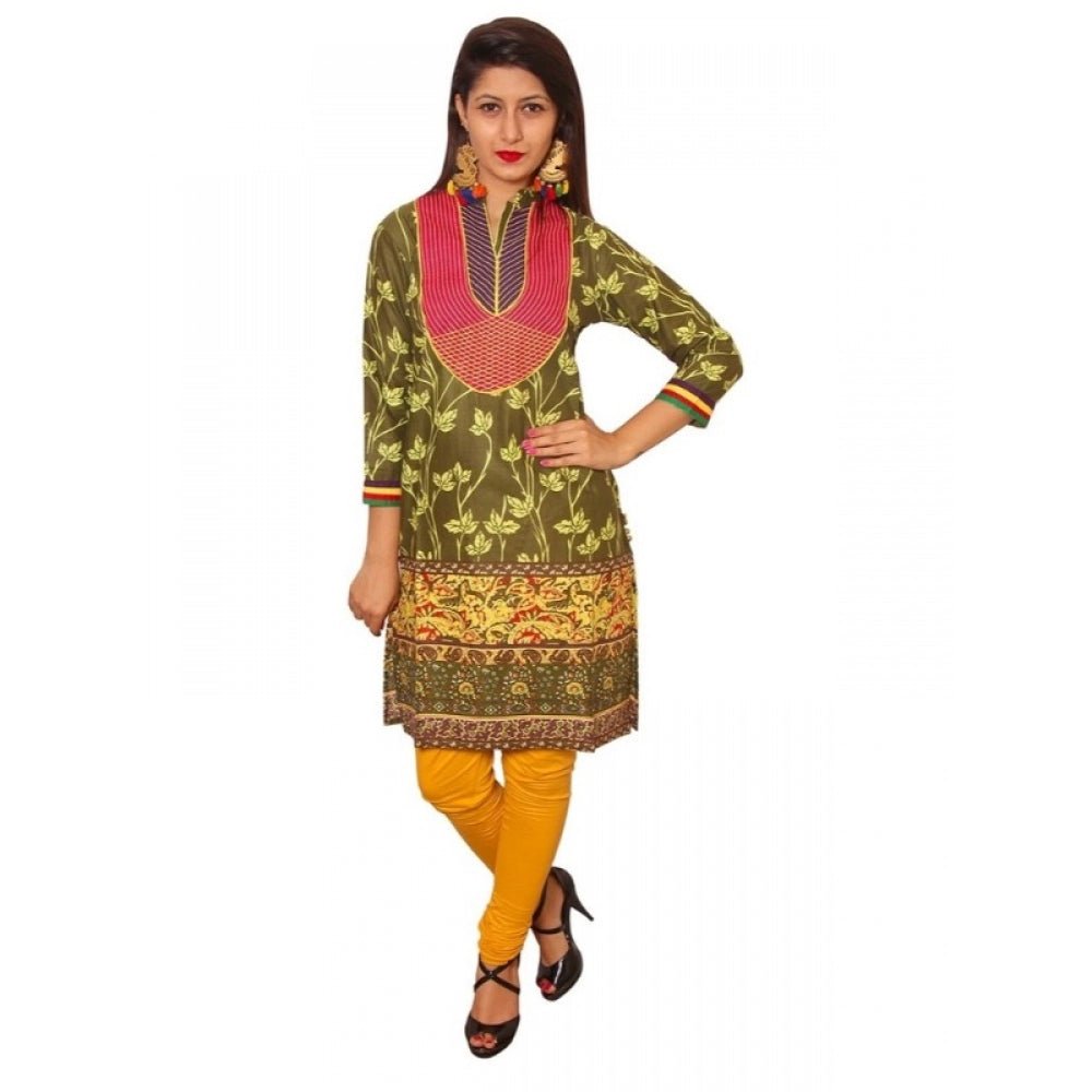 Women's Cotton Kurtis (Green, XL) - ElegantAlpha