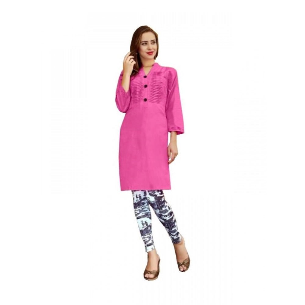 Women's Cotton Kurtis (Pink, XL) - ElegantAlpha