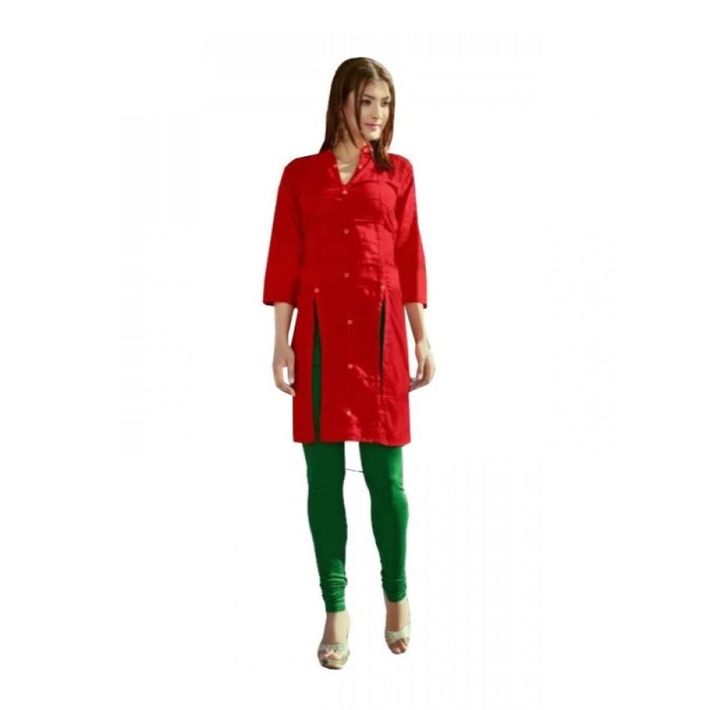 Women's Cotton Kurtis (Red, L) - ElegantAlpha