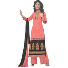 Womens Cotton Regular Unstitched Salwar - Suit Material With Dupatta (Light Red, Black, ) - ElegantAlpha