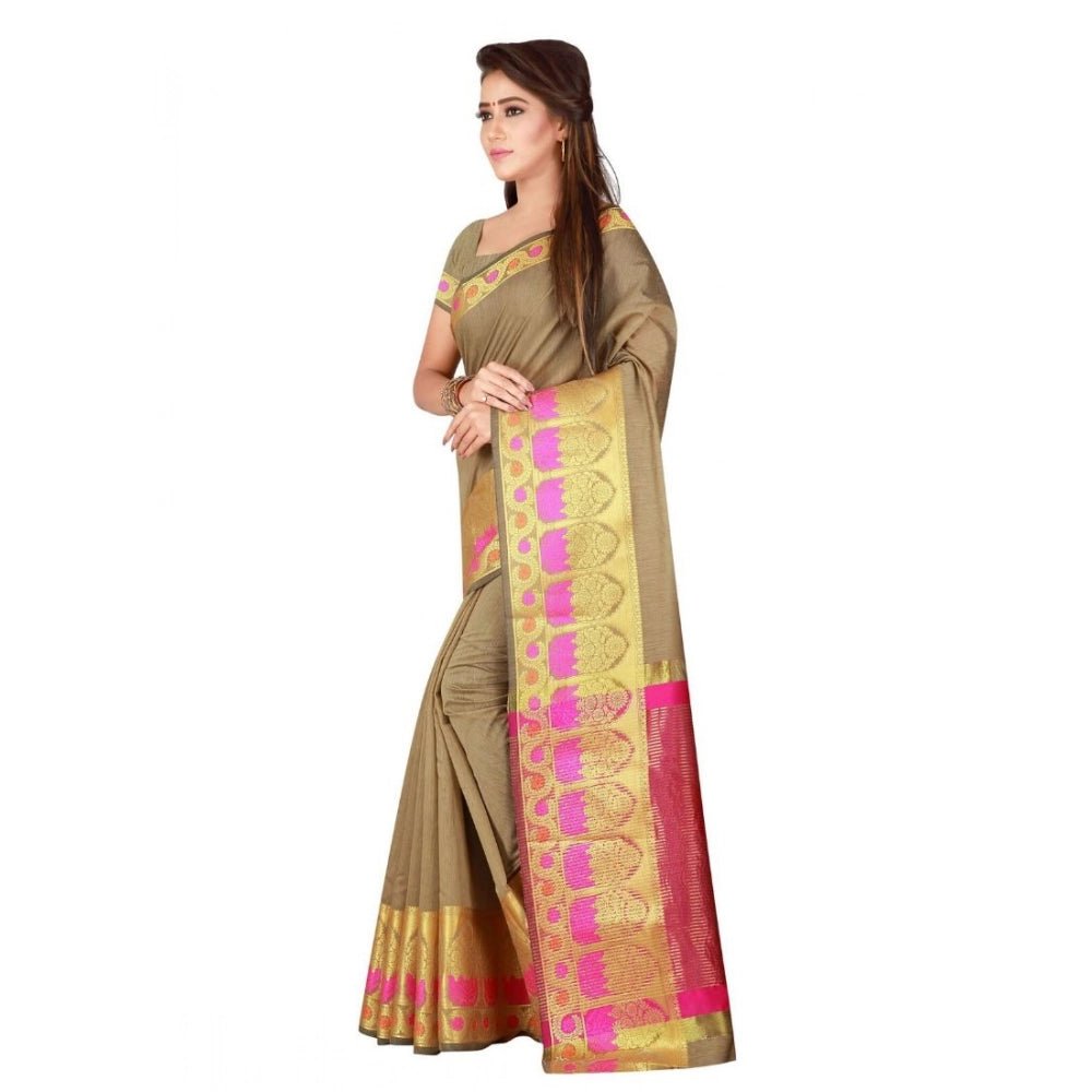 Women's Cotton Saree with Blouse (Multi, 5 - 6 Mtrs) - ElegantAlpha