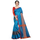 Women's Cotton Saree With Blouse (Sky Blue, 5 - 6 Mtrs) - ElegantAlpha