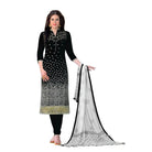 Women's Cotton Unstitched Salwar - Suit Material With Dupatta (Black, 2.20 Mtr) - ElegantAlpha