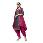 Women's Cotton Unstitched Salwar - Suit Material With Dupatta (Grey, 2 - 2.5mtrs) - ElegantAlpha