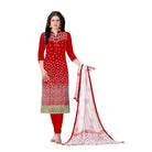 Women's Cotton Unstitched Salwar - Suit Material With Dupatta (Red, 2 - 2.5mtrs) - ElegantAlpha