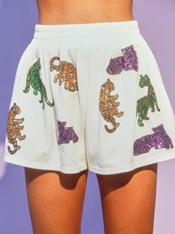 Women's crown sequin shorts two - piece set - ElegantAlpha