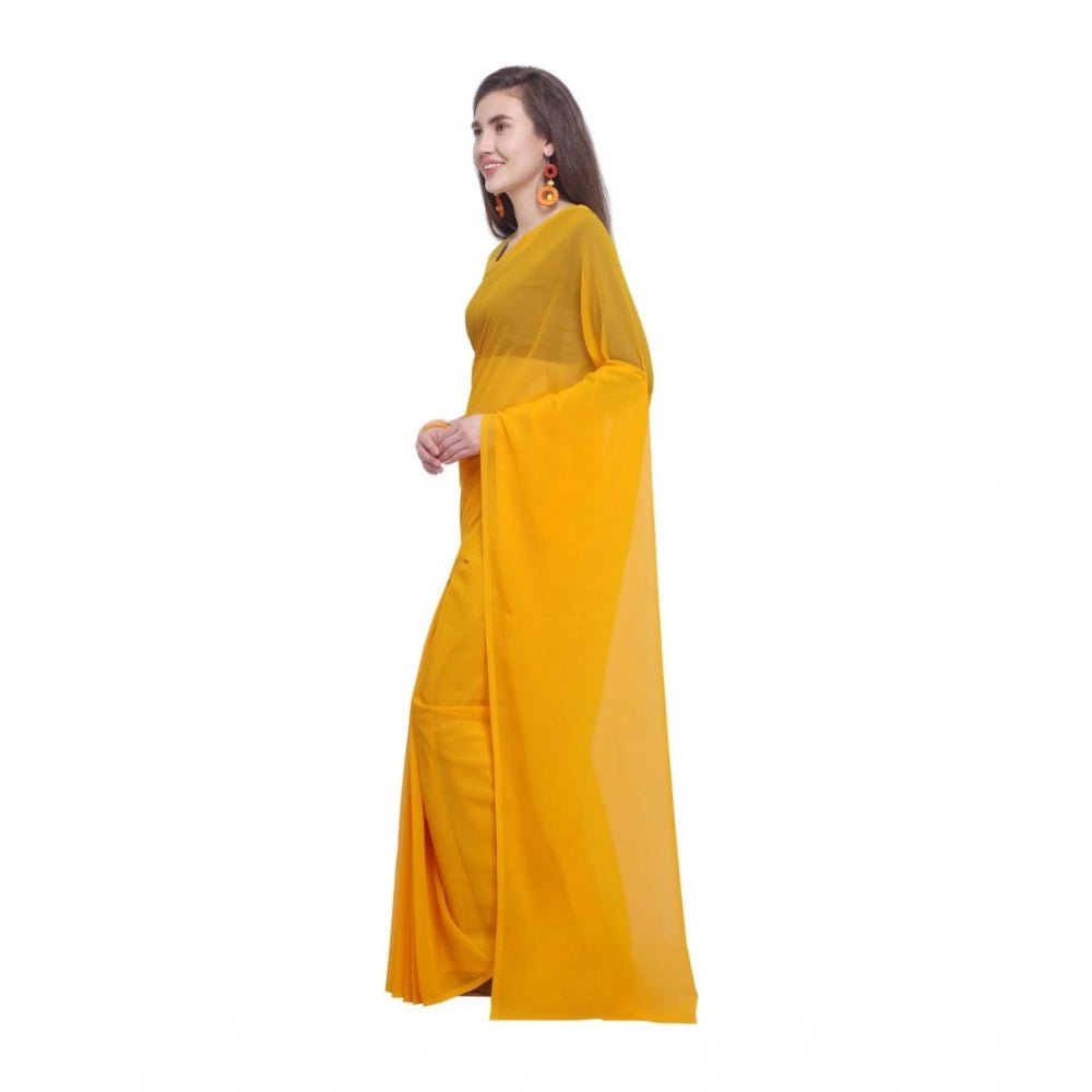 Women's Dyed Saree(Yellow,5 - 6 Mtrs) - ElegantAlpha