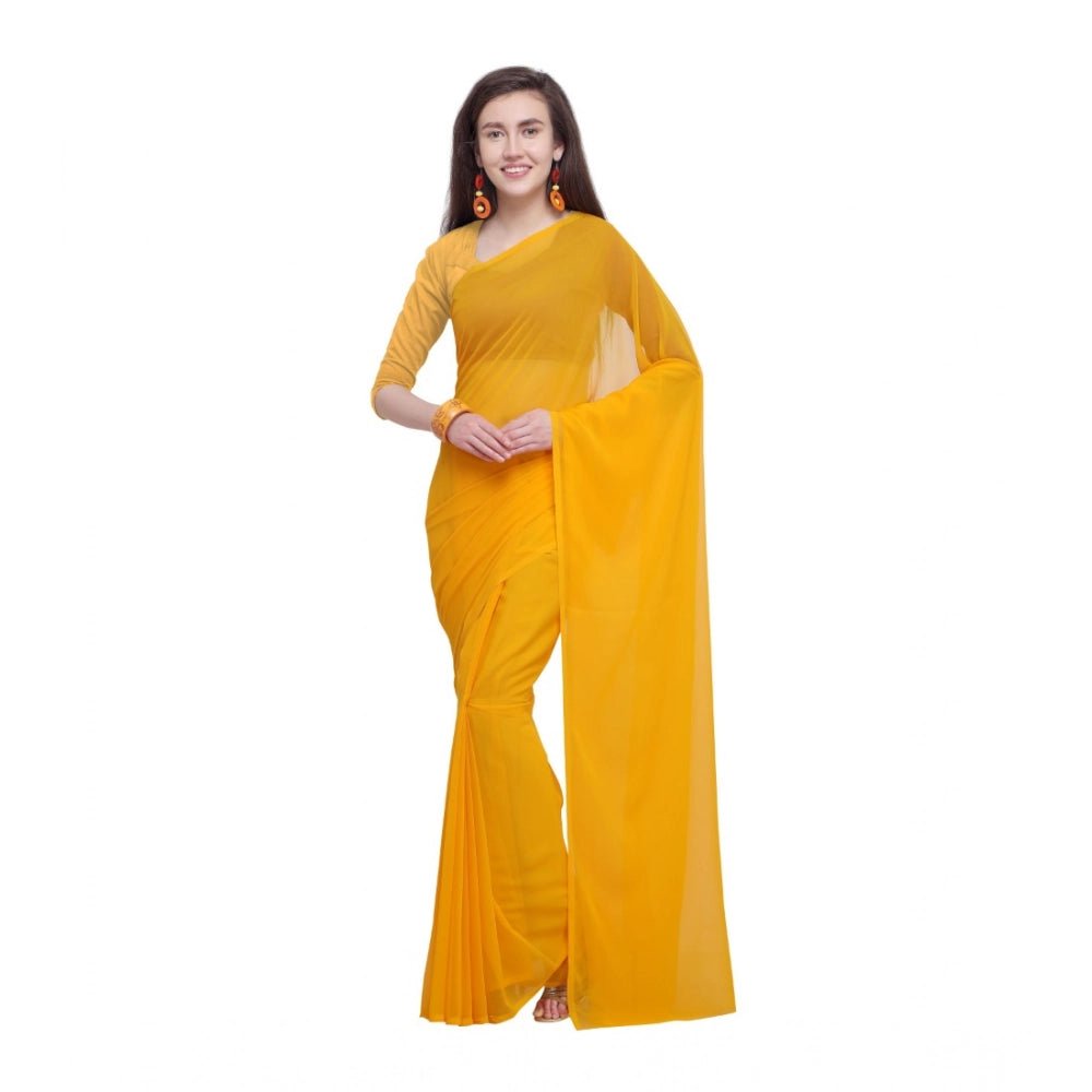 Women's Dyed Saree(Yellow,5 - 6 Mtrs) - ElegantAlpha