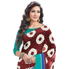 Womens Geogrette Saree with Blouse Digital Printed Saree (Brown, 6.25 Mtr) - ElegantAlpha