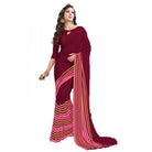 Womens Geogrette Saree with Blouse Digital Printed Saree (Maroon, 6.25 Mtr) - ElegantAlpha