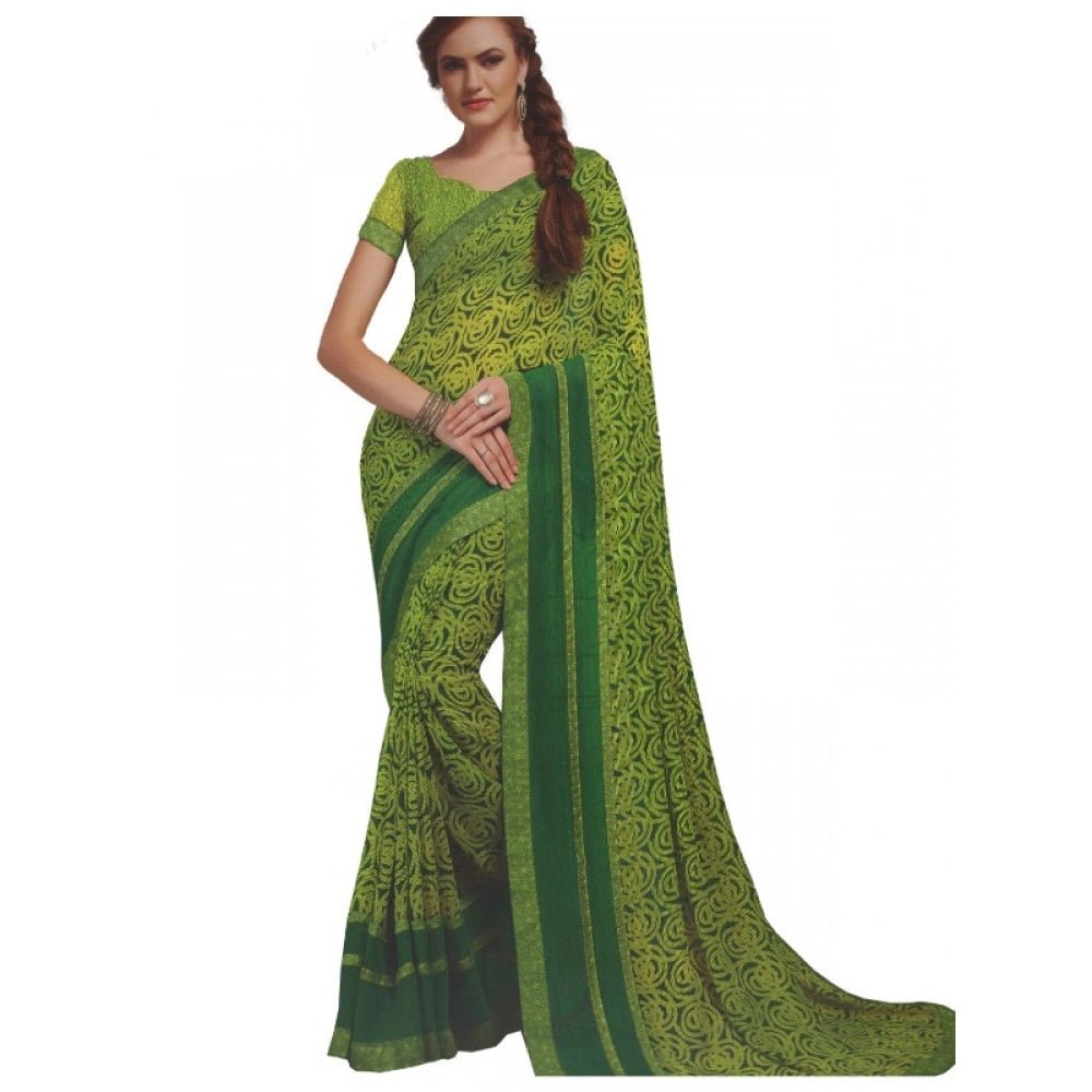 Womens Georgette Digital Printed Saree (Green, 6.25 Mtr) - ElegantAlpha