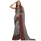 Womens Georgette Digital Printed Saree (Grey, Red, 6.25 Mtr) - ElegantAlpha