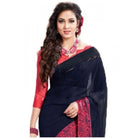 Womens Georgette Digital Printed Saree (Navy Blue, 6.25 Mtr) - ElegantAlpha