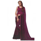 Womens Georgette Digital Printed Saree (Purple, 6.25 Mtr) - ElegantAlpha