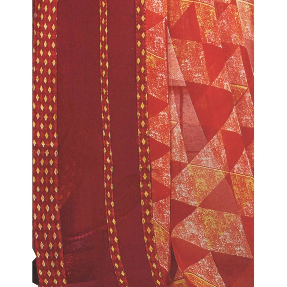 Womens Georgette Digital Printed Saree (Red, 6.25 Mtr) - ElegantAlpha