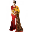 Womens Georgette Digital Printed Saree (Red, Yellow, 6.25 Mtr) - ElegantAlpha