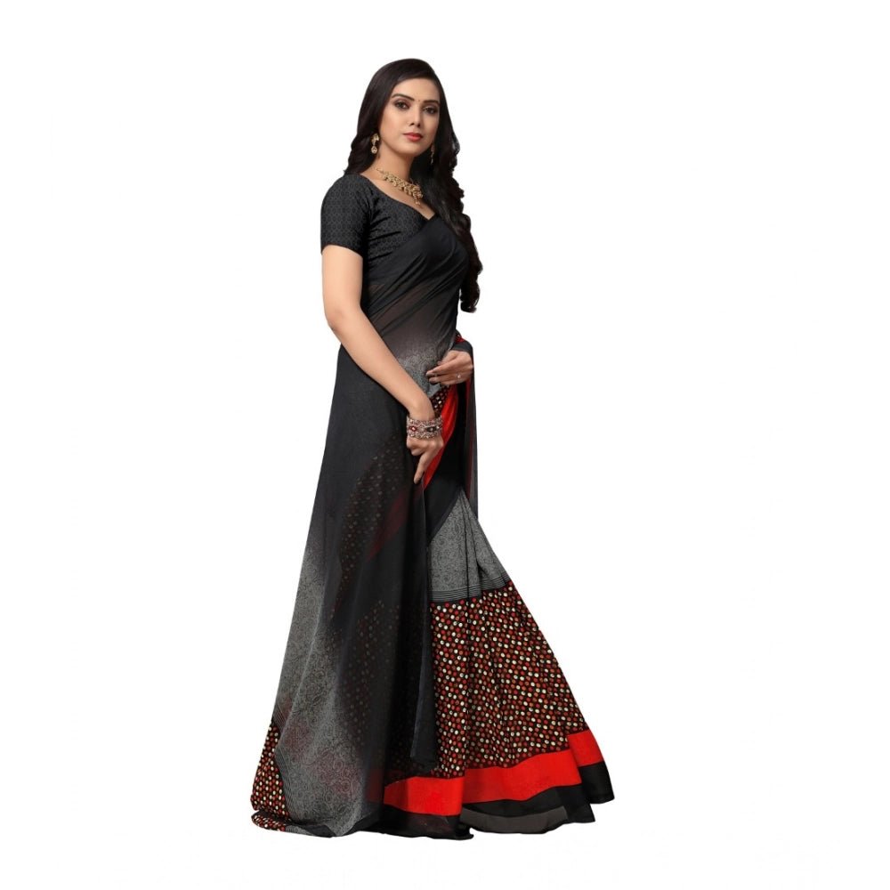 Women's Georgette Saree(Black,5 - 6 Mtrs) - ElegantAlpha