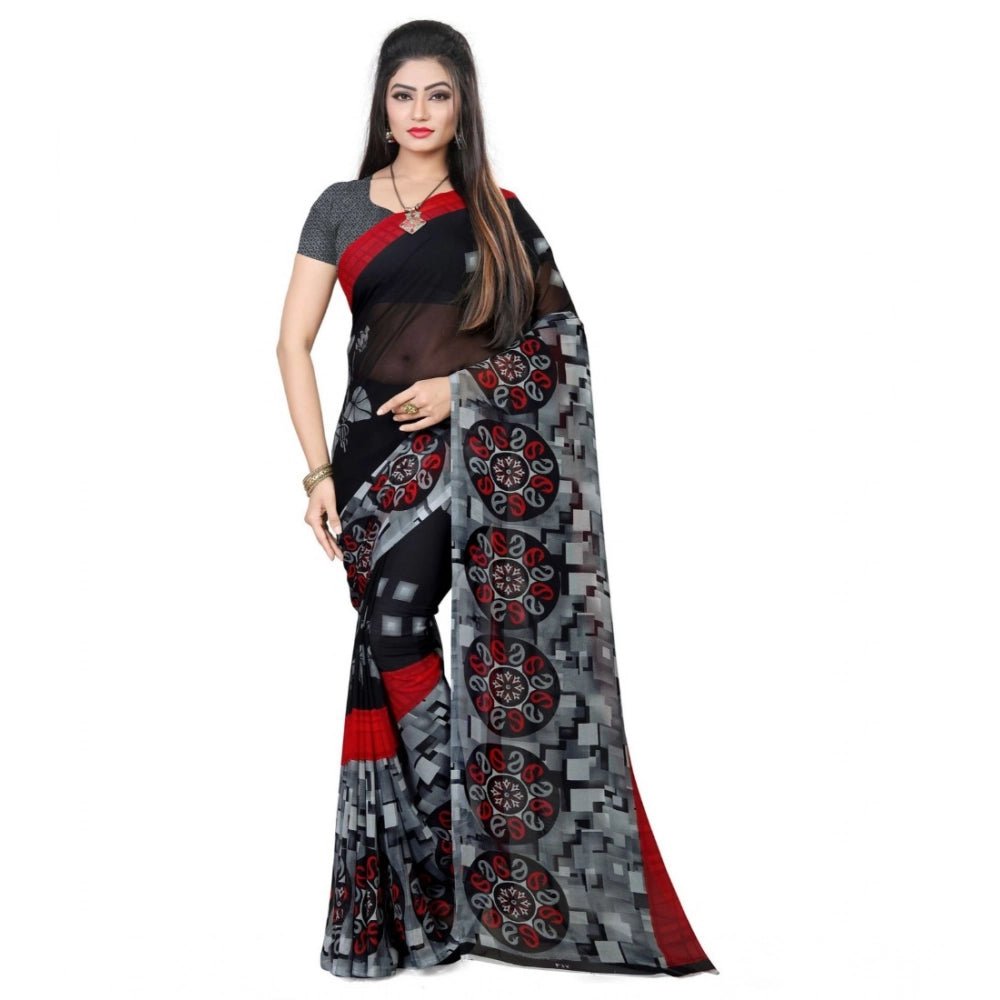 Women's Georgette Saree(Black,5 - 6 Mtrs) - ElegantAlpha