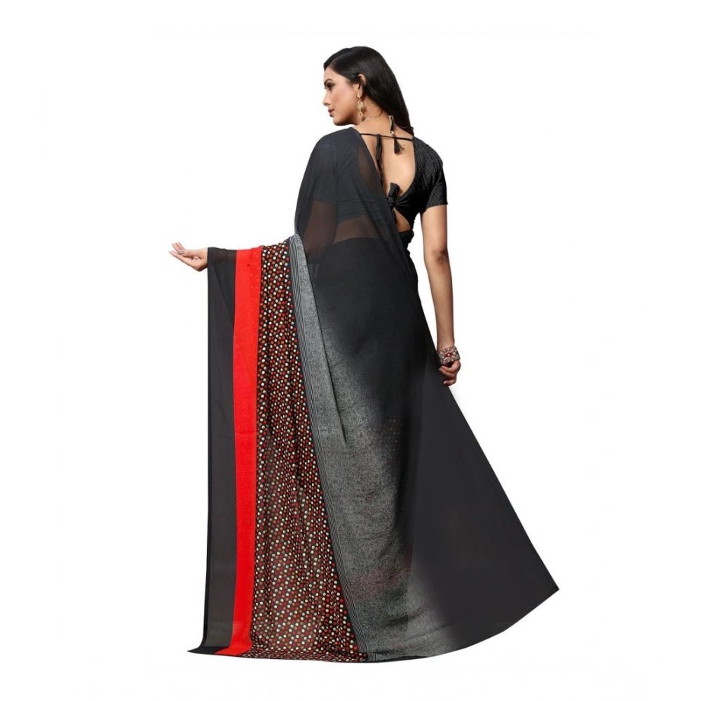 Women's Georgette Saree(Black,5 - 6 Mtrs) - ElegantAlpha