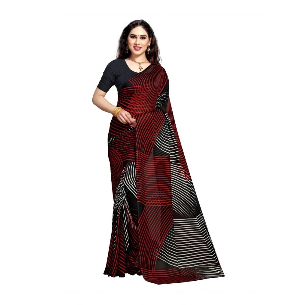 Women's Georgette Saree(Black,5 - 6 Mtrs) - ElegantAlpha