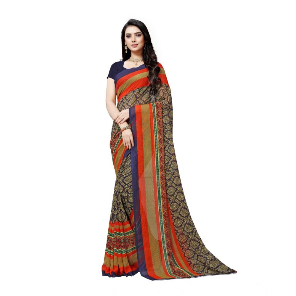 Women's Georgette Saree(Blue,5 - 6 Mtrs) - ElegantAlpha